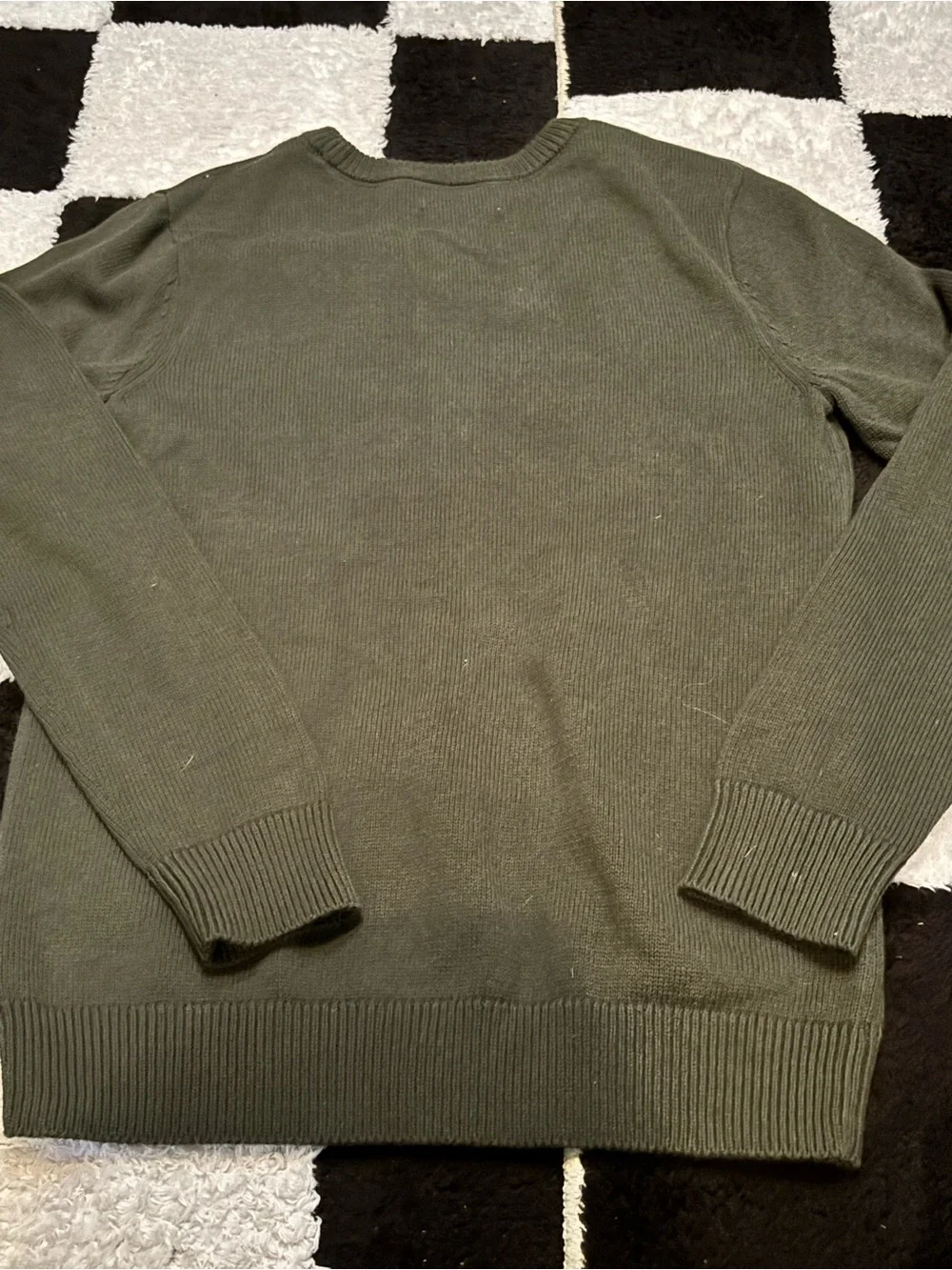 Kids Crewneck Utility Pocket Sweater - Olive Green